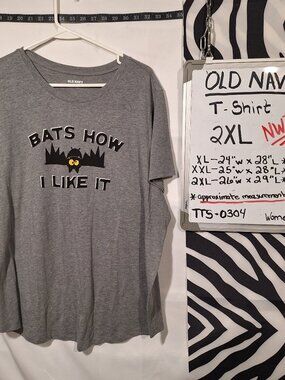 NWT Old Navy Shirt, Grey w/Bat, 2XL